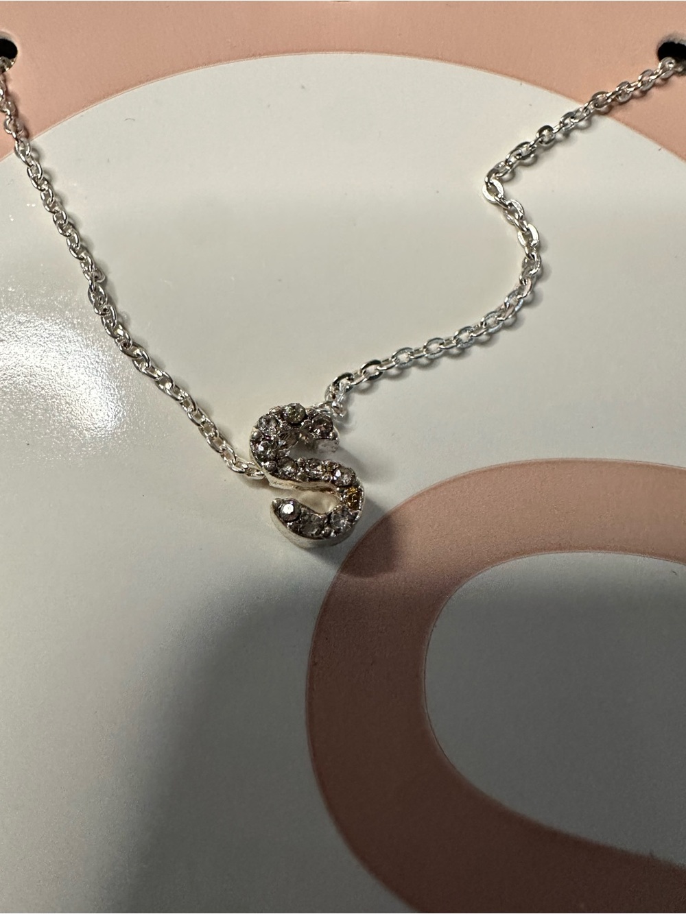Crystal Initial 'S' Necklace in Silver-Tone